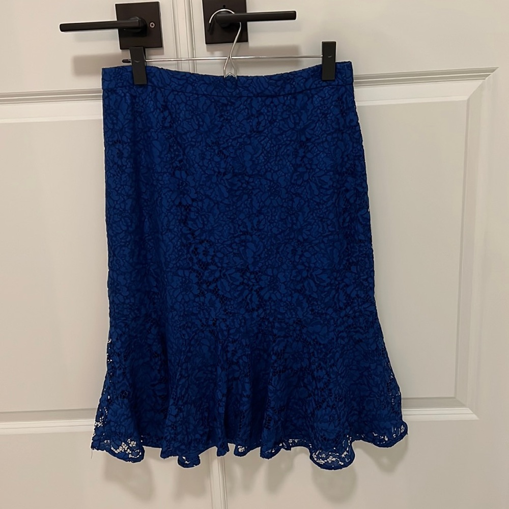 J.Crew Blue lace flutter skirt